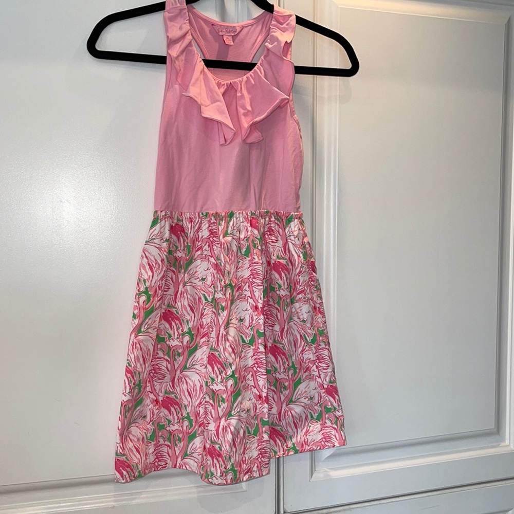 Lily Pulitzer Girls Pink Flamingo Dress XL (12-14)